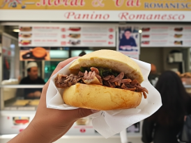 Warm panino at Mordi e Vai in Mercato Testaccio