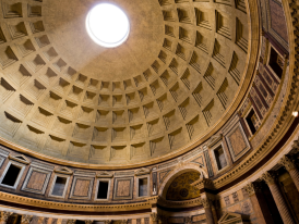 Late afternoon inside the Pantheon under the oculus
