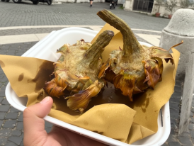 Golden fried carciofi alla giudia in Rome’s Jewish Ghetto