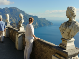 Ravello terrace with a stunning view of the blue sea