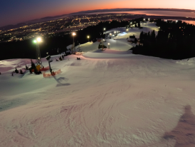 Night view of Vancouver from the Grouse Mountain ski slopes