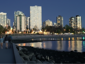 English Bay beach at night
