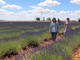 Lavender fields in Brihuega glowing under the golden hour light during the festival