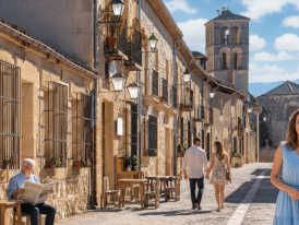 Pedraza’s peaceful village charm, with cobblestone streets and wooden galleries