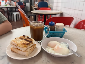 Classic kaya toast and kopi gu you served at Heap Seng Leong