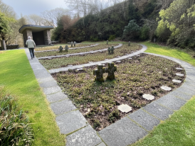 Peaceful Glencree German Cemetery in the Wicklow Hills with dappled light