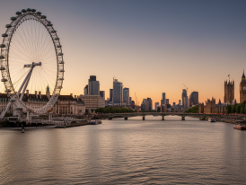Blue hour on the South Bank with the London Eye