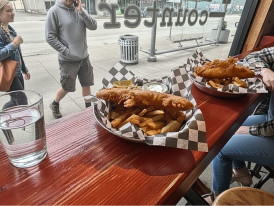 Fresh fish and chips from The Fish Counter on Main Street