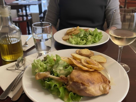 Crispy-skinned duck confit, meat falls from bone