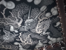 Twin dragon mural on the ceiling at Kennin-Ji