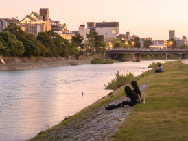 Soft sunrise light over the Kamogawa River