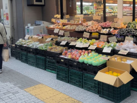 Fresh produce at a small morning market stall