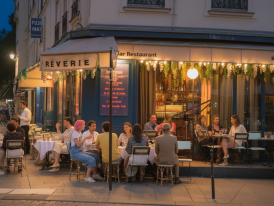 Late night bar scene on street spreading east from Place de la Bastille