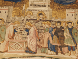 Detailed Renaissance fresco in San Francesco basilica