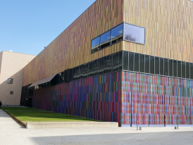 Colorful ceramic-tiled exterior of Museum Brandhorst