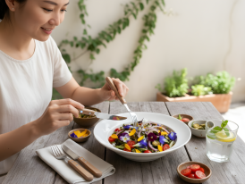 Farm-fresh pasta dish at Poison Ivy Bistro outdoor garden seating