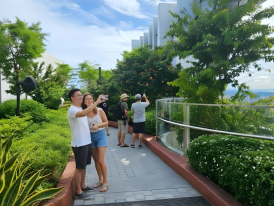 CapitaSpring Sky Garden terrace view over downtown Singapore skyline