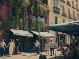 Crowded terrace on a Sunday afternoon in La Latina