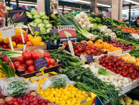 Early morning Sant'Ambrogio Market with fresh produce