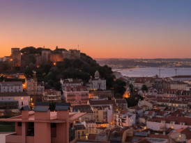 View of Lisbon and the historic castle from the Senhora do Monte viewpoint