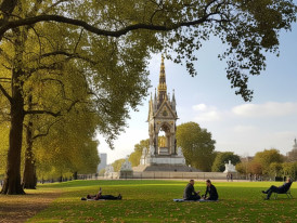 People relaxing in Hyde Park on a sunny day