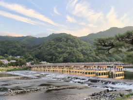 Togetsukyo Bridge over the river in Arashiyama