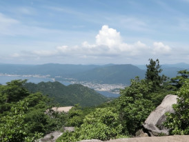 View from Mount Misen overlooking the Seto Inland Sea and forested islands
