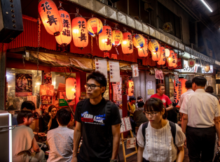 People walking in a alley in Tokyo 