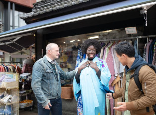 Guests trying on kimonos