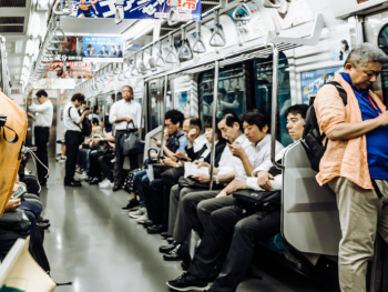 Travelers sitting on a train Travelers sitting on a train