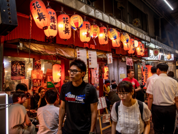 People walking in a alley in Tokyo