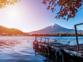 View of Mount Fuji from Lake Kawaguchi, Japan View of Mount Fuji from Lake Kawaguchi, Japan