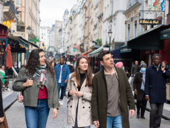 Walking down Rue des Archives in Paris Walking down Rue des Archives in Paris