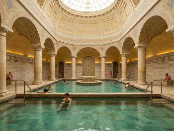 Roman-style bath interior at Spa World. Roman-style bath interior at Spa World.