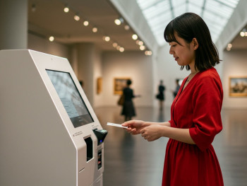 User scanning the pass at an art museum User scanning the pass at an art museum