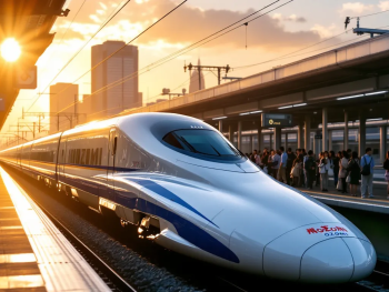 A train approaches Osaka Station at sunrise, casting a warm glow over the bustling capital city. The scene captures the anticipation of travelers embarking on day trips from Osaka, surrounded by the vibrant energy of the city as it awakens. A train approaches Osaka Station at sunrise, casting a warm glow over the bustling capital city. The scene captures the anticipation of travelers embarking on day trips from Osaka, surrounded by the vibrant energy of the city as it awakens.