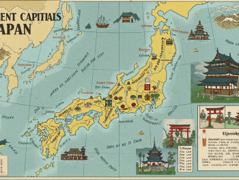 Historical map showing ancient capitals of Japan Historical map showing ancient capitals of Japan