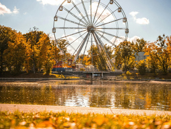 A ferris wheel car silhouetted against the sunset with autumn foliage visible in the foreground and Osaka's skyline in the background Photo by Iurii Laimin on pexels A ferris wheel car silhouetted against the sunset with autumn foliage visible in the foreground and Osaka's skyline in the background Photo by Iurii Laimin on pexels