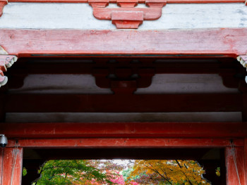 Nanzen-ji Temple gate framing mountains in autumn dress Photo by David Emrich on Unsplash
