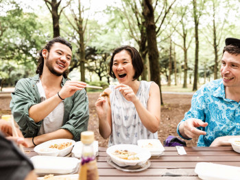 Guests and Host picnicking at Yoyogi Park Guests and Host picnicking at Yoyogi Park