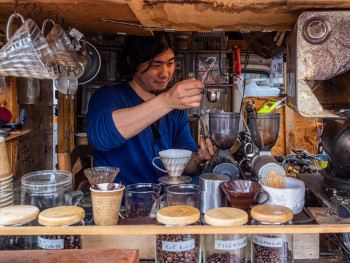 Street stall serving tea and coffee. Street stall serving tea and coffee.
