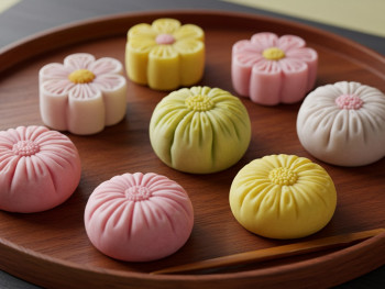 Wagashi shaped like seasonal flowers kyoto Wagashi shaped like seasonal flowers kyoto