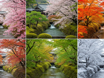 Seasonal beauty in Kyoto showing different times of year Seasonal beauty in Kyoto showing different times of year