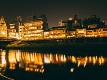Night view of Kamogawa river in Kyoto Night view of Kamogawa river in Kyoto