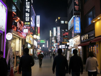 Neon sign alley in Sillim at night