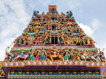 Colorful Tamil temple with intricate sculptures Colorful Tamil temple with intricate sculptures