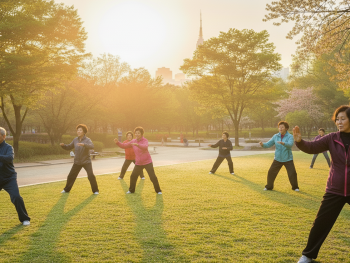 Tai Chi practice in a park Tai Chi practice in a park