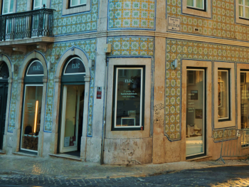Lisbon shop exterior with colorful tiles