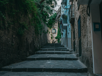 Quiet stone lanes in small village houses Quiet stone lanes in small village houses