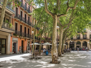 Gràcia square on a sunny day Gràcia square on a sunny day